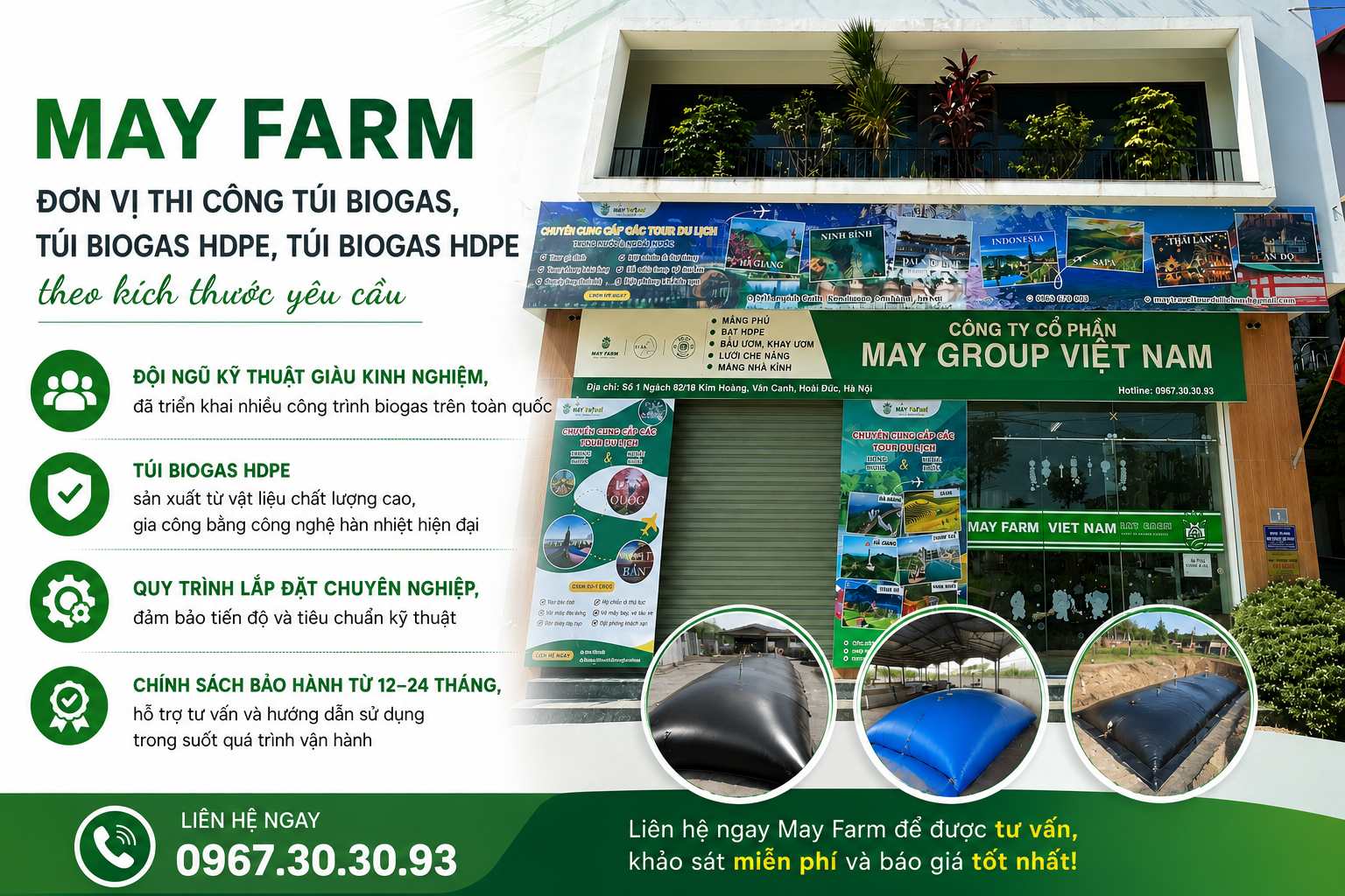 đơn vị uy tín - Túi biogas, túi khí biogas HDPE, túi biogas HDPE theo kích thước yêu cầu