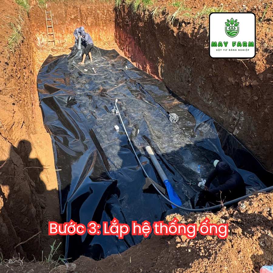 Lắp đặt ống - Các bước lắp đặt túi biogas từ 6 khối - 400 khối