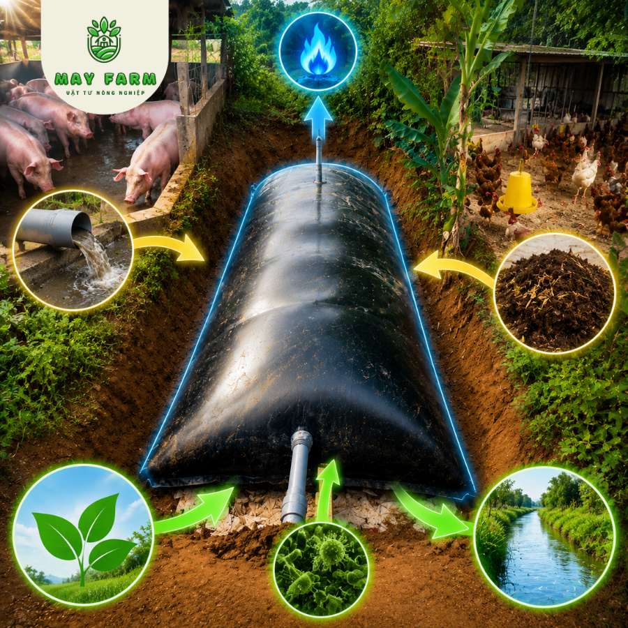 Ứu điểm Túi Biogas hdpe 22 khối - Xử lý chất thải