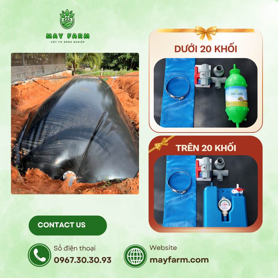 tặng kèm - Túi biogas, Túi khí biogas hdpe, Túi chứa phân lợn HDPE 