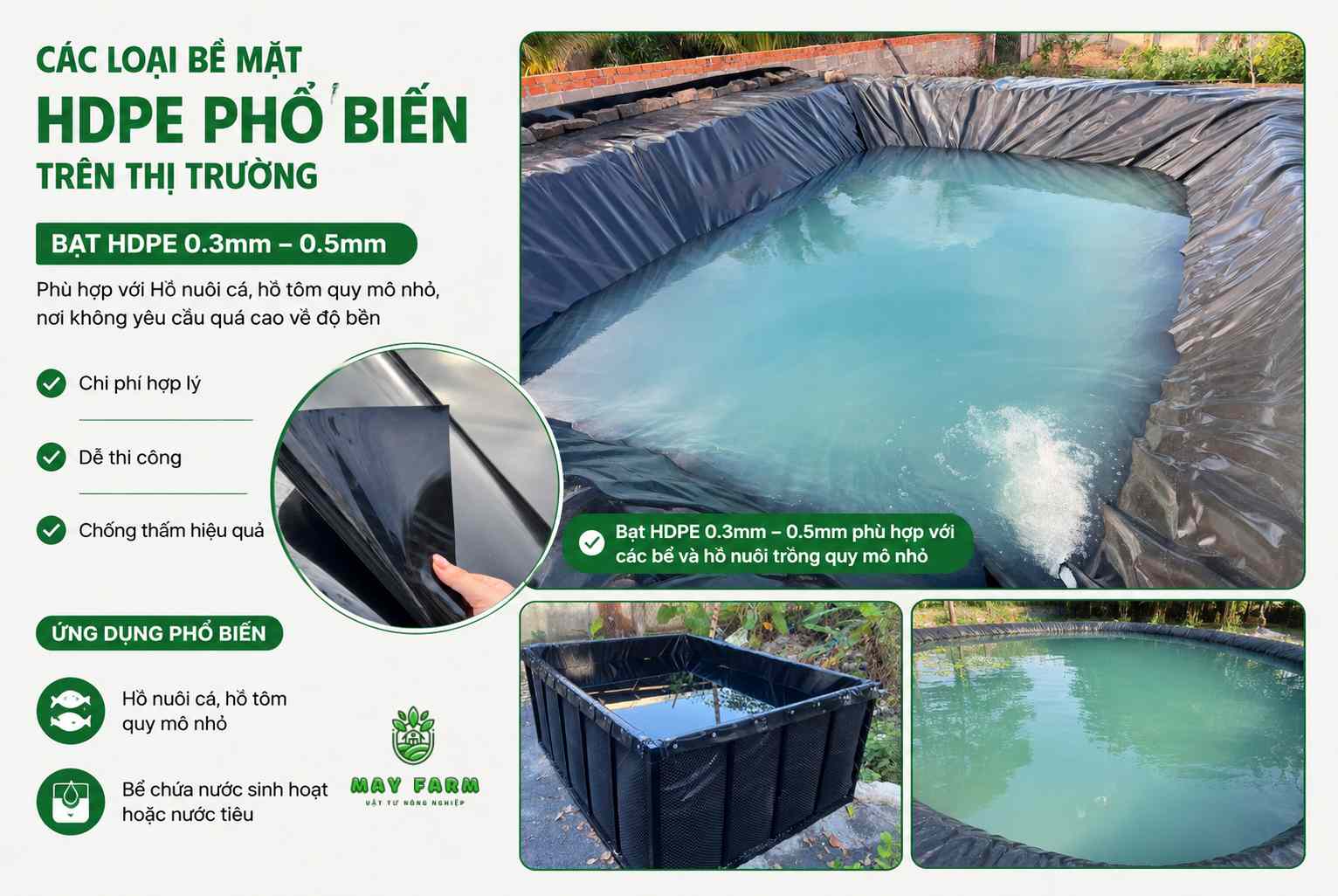 Các loại bạt chống thấm HDPE - Độ dày 0,3mm - 0,5mm