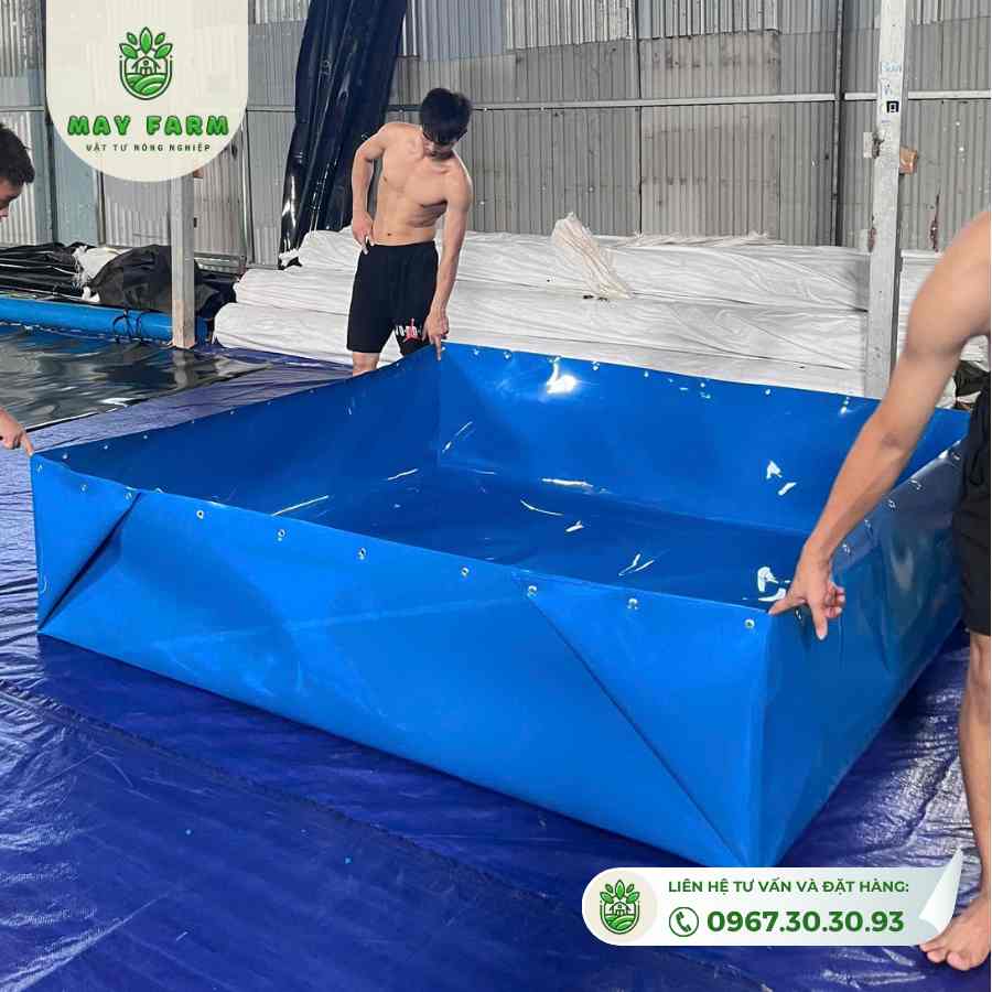 Bể bạt xanh HDPE 0,75mm, Đủ kích thước, Gia công theo yêu cầu có bảo hành - Ảnh 7