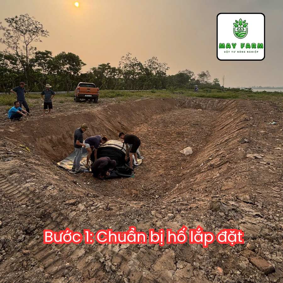 Chuẩn bị hố - Các bước lắp đặt túi biogas từ 6 khối - 400 khối