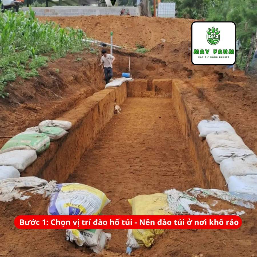 Chọn vị trí đào hố túi - Túi Biogas hdpe 8 khối dày 1mm