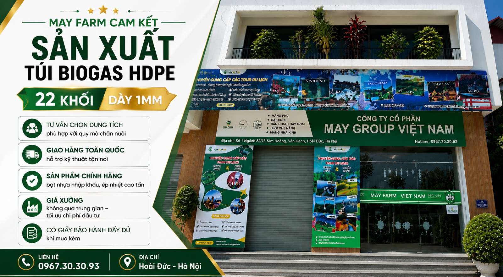 cam kết Túi Biogas HDPE 22 khối dày 1mm