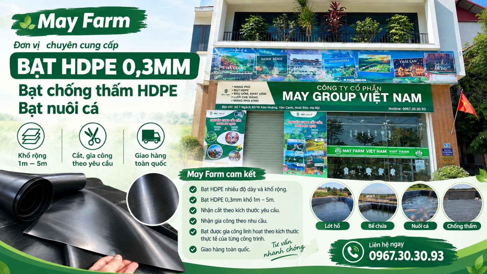 may farm - Bạt hdpe 0,3mm, Bạt chống thấm hdpe, Bạt nuôi cá 