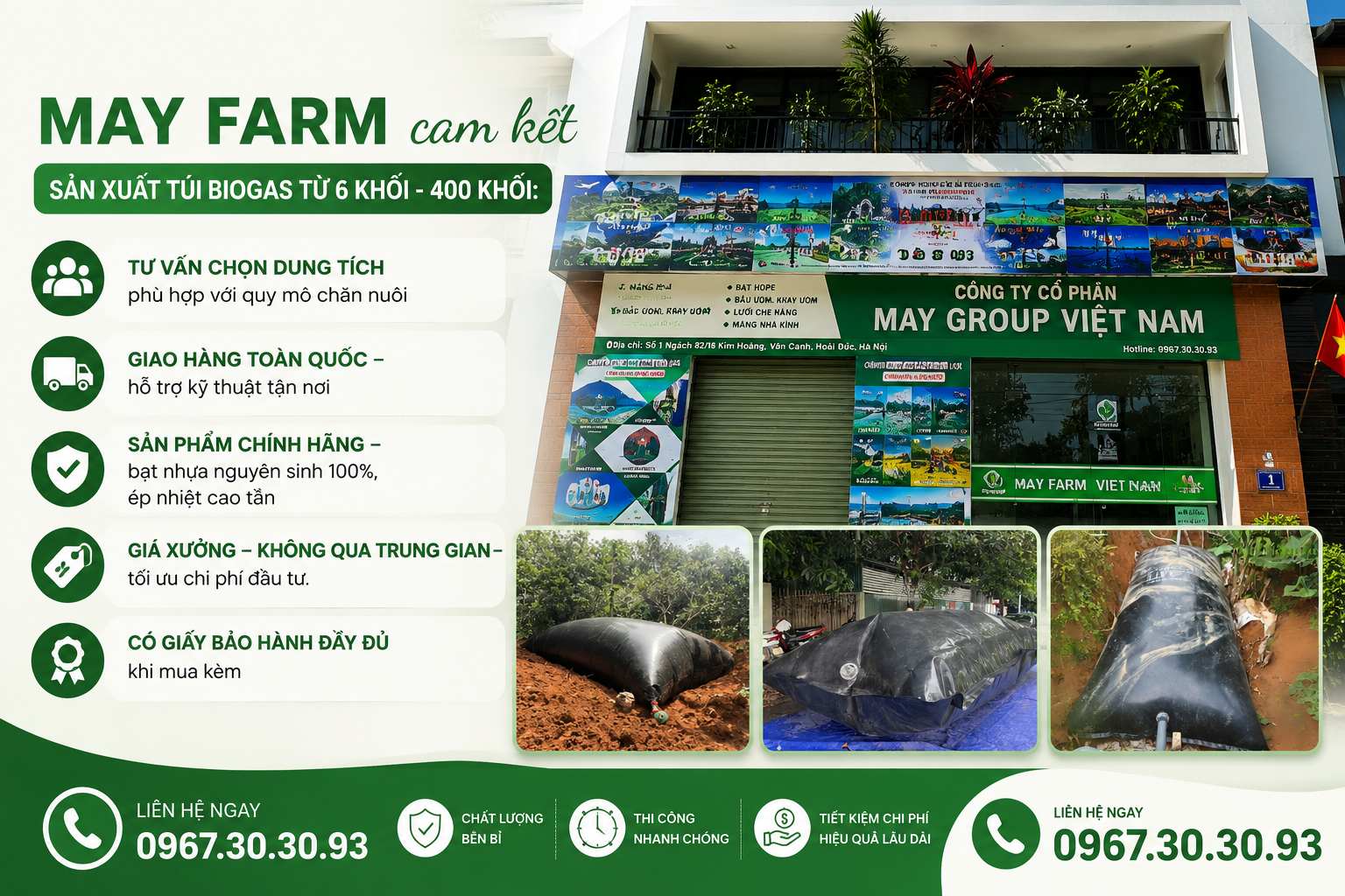 may farm - túi biogas từ 6 khối – 400 khối dày 1mm