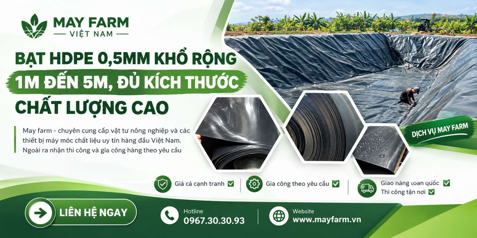 bìa - Bạt hdpe 0,5mm khổ rộng 1m đến 5m. Đủ kích thước chất lương cao