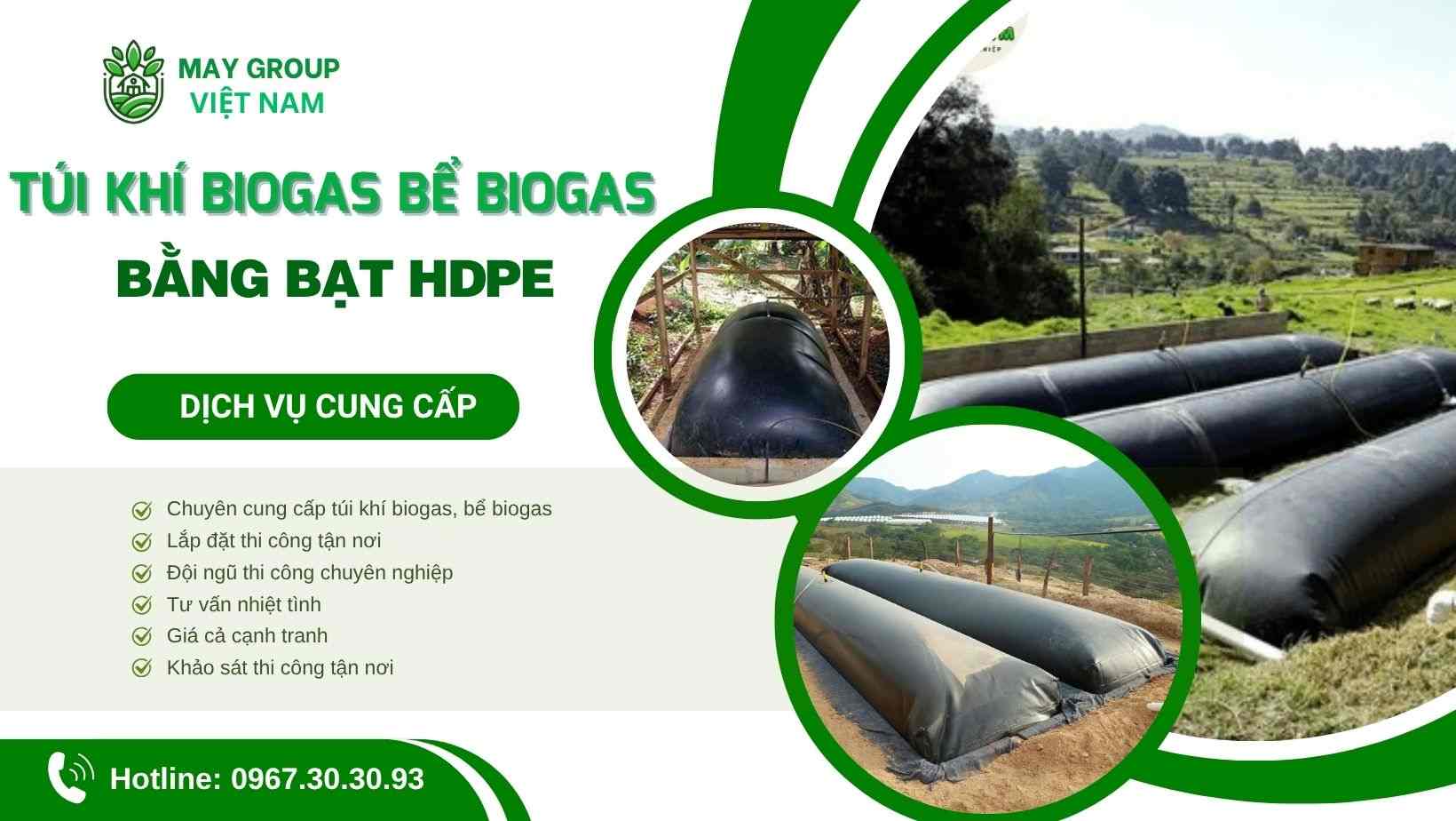 Túi khí biogas bể biogas bằng bạt HDPE