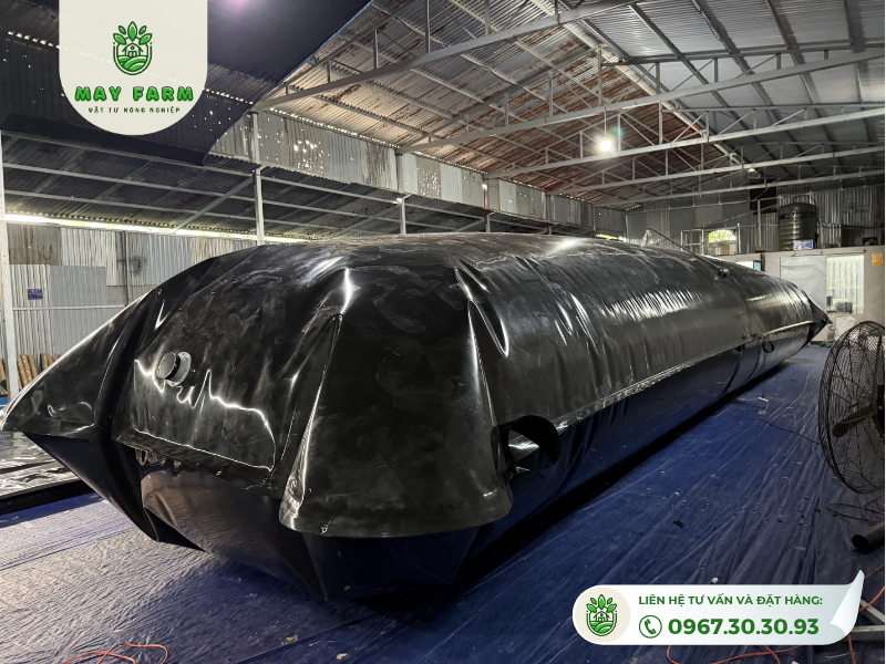 Túi Biogas HDPE hoàn thiện trong khu vực gia công Mayfarm
